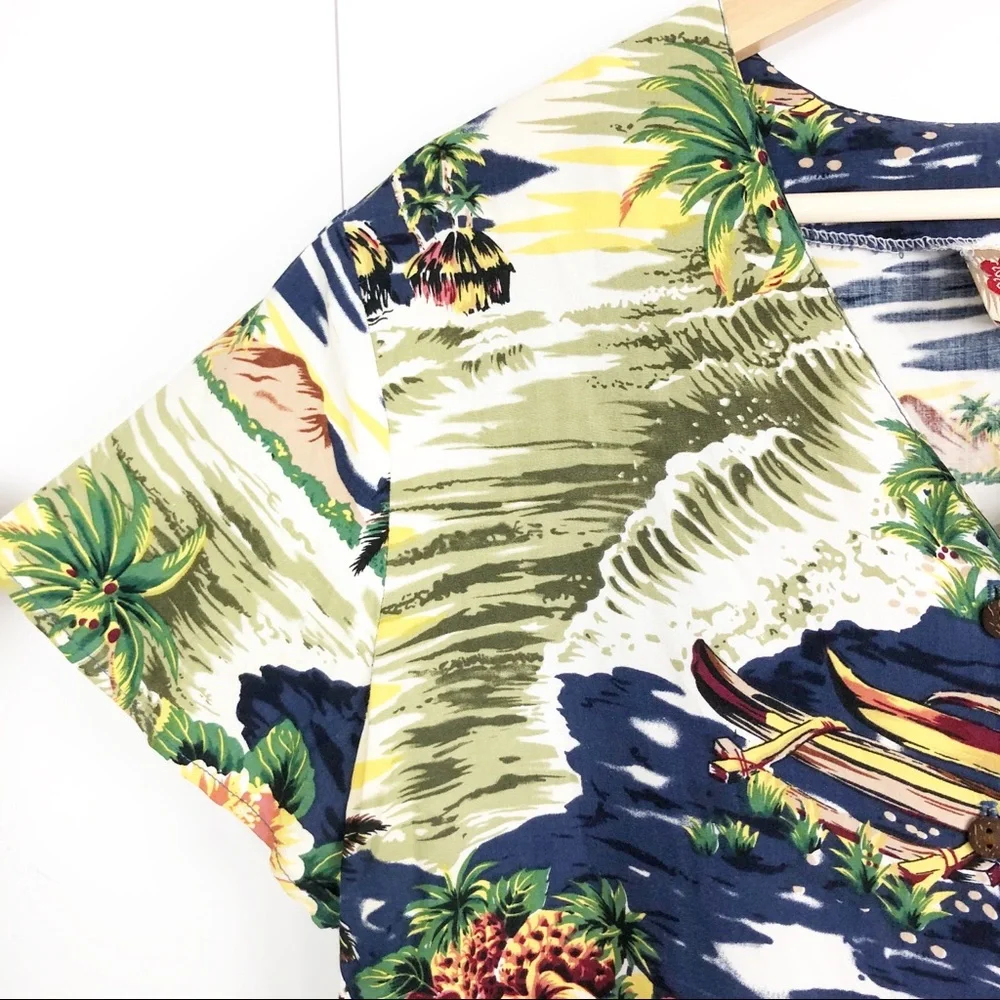 Hilo Hattie Vintage Hawaiian V Neck Blouse Medium - Picture 2 of 10